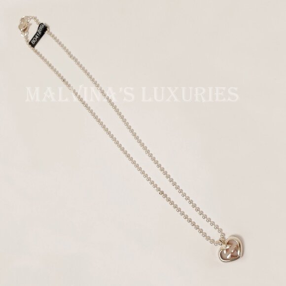 GUCCI NECKLACE STERLING SILVER LOVE BRITT OPAL INTERLOCKING G LOGO HEART PENDANT - Picture 6 of 9